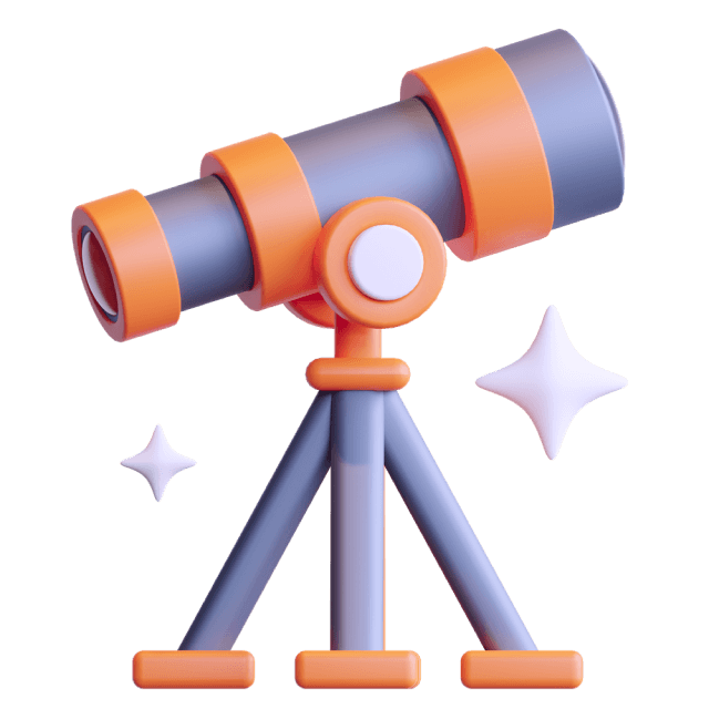 Telescope 3D rendered icon